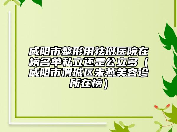 咸阳市整形用祛斑医院在榜名单私立还是公立多（咸阳市渭城区朱燕美容诊所在榜）