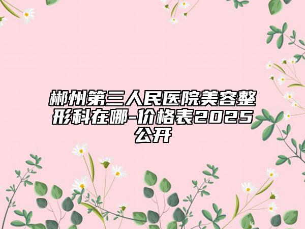 郴州第三人民医院美容整形科在哪-价格表2025公开