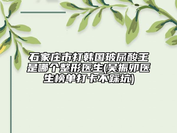 石家庄市打韩国玻尿酸王是哪个整形医生(吴振卯医生榜单打卡不踩坑)