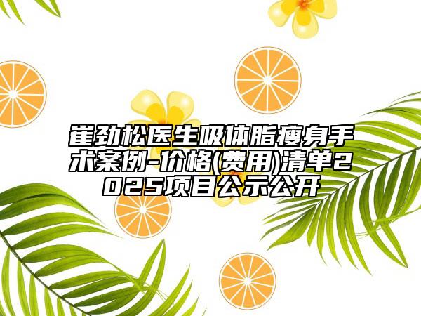 崔劲松医生吸体脂瘦身手术案例-价格(费用)清单2025项目公示公开