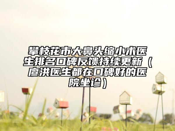 攀枝花市大鼻头缩小术医生排名口碑反馈持续更新（廖洪医生都在口碑好的医院坐诊）