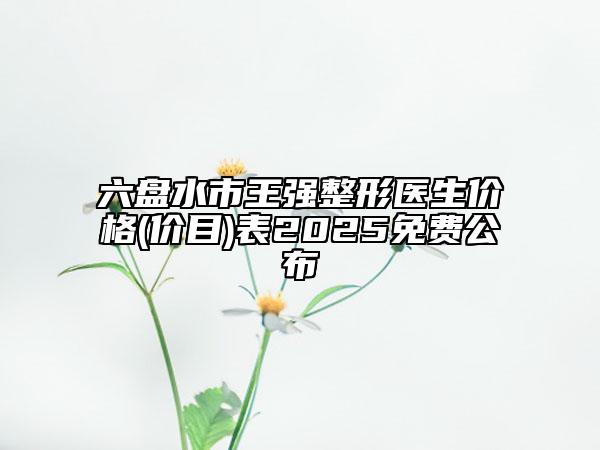 六盘水市王强整形医生价格(价目)表2025免费公布