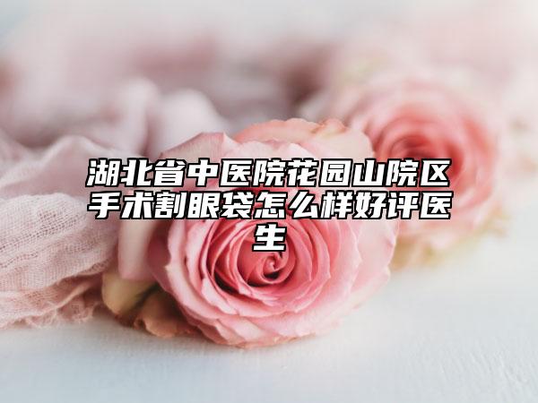 湖北省中医院花园山院区手术割眼袋怎么样好评医生