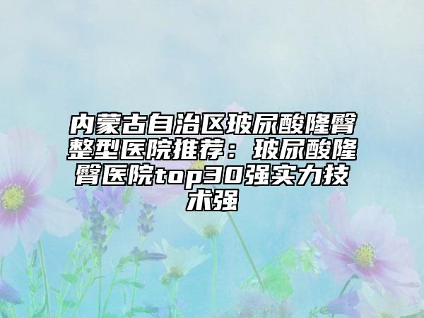 内蒙古自治区玻尿酸隆臀整型医院推荐：玻尿酸隆臀医院top30强实力技术强