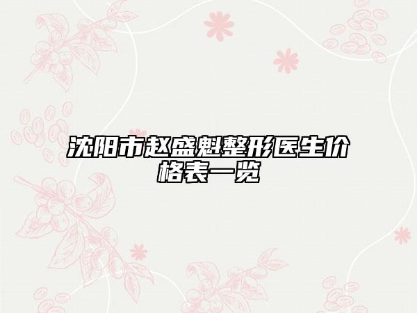 沈阳市赵盛魁整形医生价格表一览