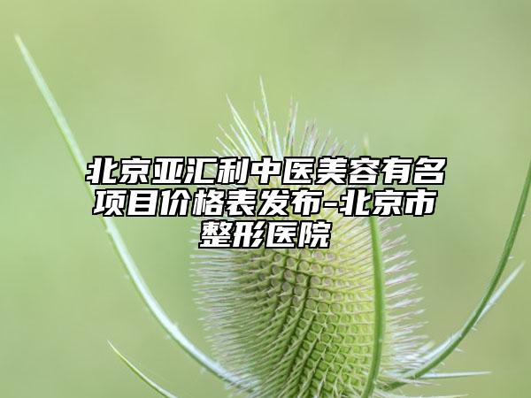 北京亚汇利中医美容有名项目价格表发布-北京市整形医院