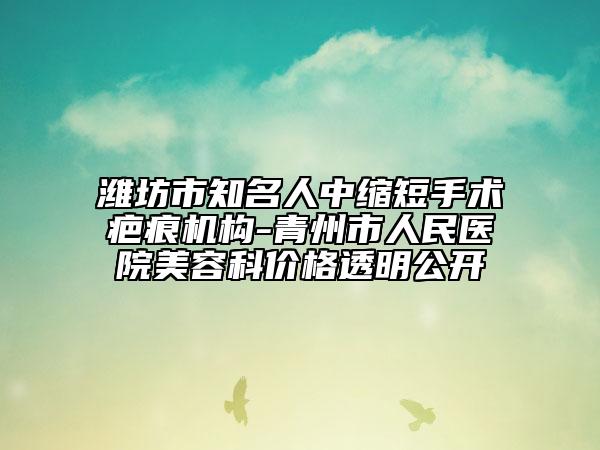 潍坊市知名人中缩短手术疤痕机构-青州市人民医院美容科价格透明公开