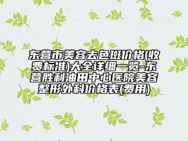 东营市美容去色斑价格(收费标准)大全详细一览-东营胜利油田中心医院美容整形外科价格表(费用)