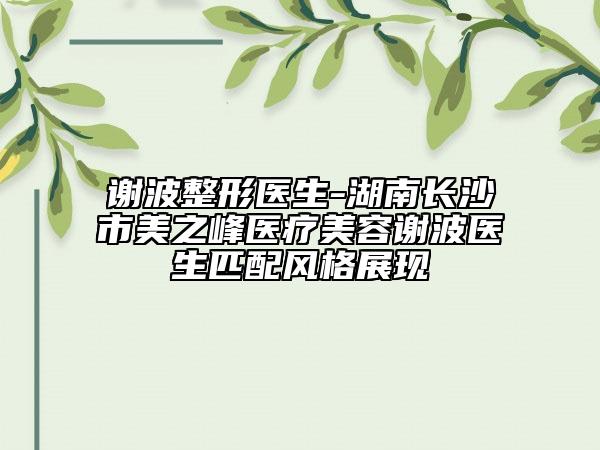 谢波整形医生-湖南长沙市美之峰医疗美容谢波医生匹配风格展现