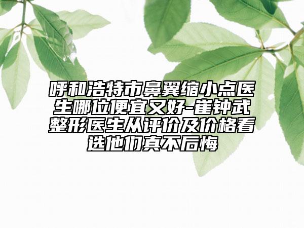 呼和浩特市鼻翼缩小点医生哪位便宜又好-崔钟武整形医生从评价及价格看选他们真不后悔