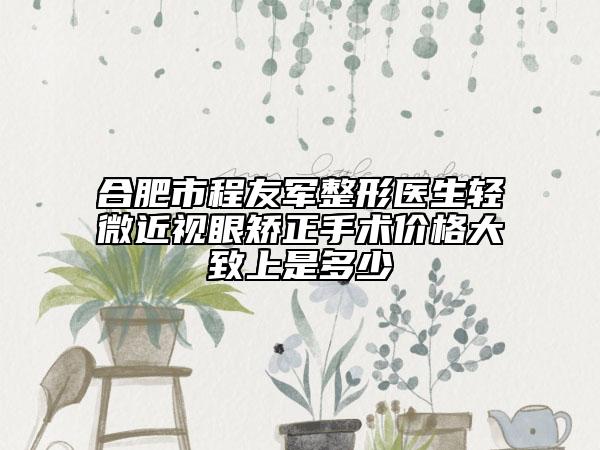 合肥市程友军整形医生轻微近视眼矫正手术价格大致上是多少
