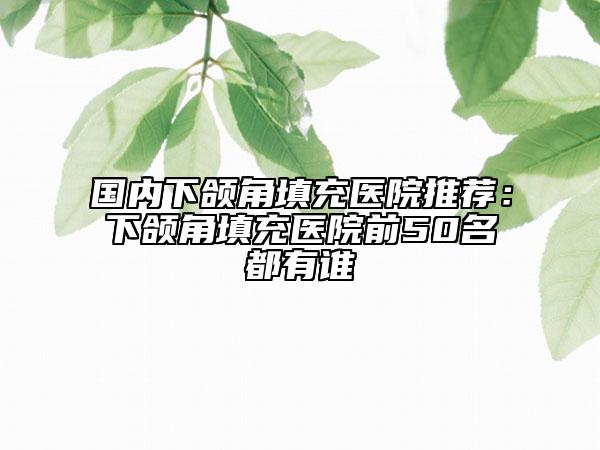 国内下颌角填充医院推荐：下颌角填充医院前50名都有谁