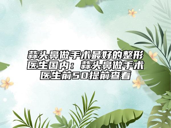 蒜头鼻做手术最好的整形医生国内：蒜头鼻做手术医生前50提前查看