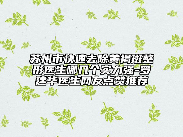 苏州市快速去除黄褐斑整形医生哪几个实力强-罗建华医生网友点赞推荐
