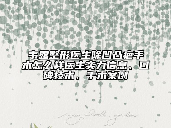 韦露整形医生除凹凸疤手术怎么样医生实力信息、口碑技术、手术案例