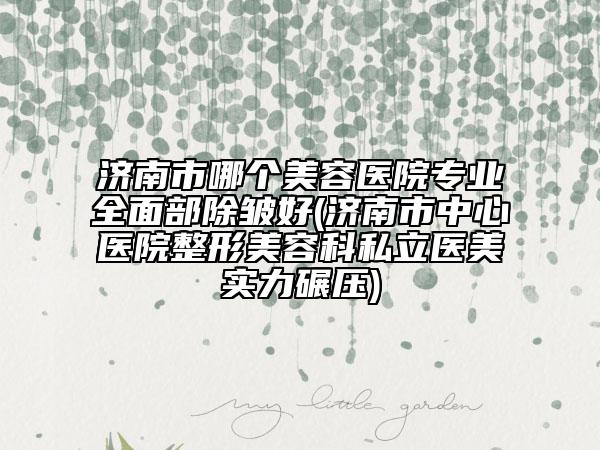 济南市哪个美容医院专业全面部除皱好(济南市中心医院整形美容科私立医美实力碾压)