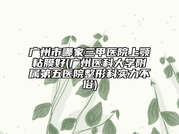 广州市哪家三甲医院上颚粘膜好(广州医科大学附属第五医院整形科实力不俗)