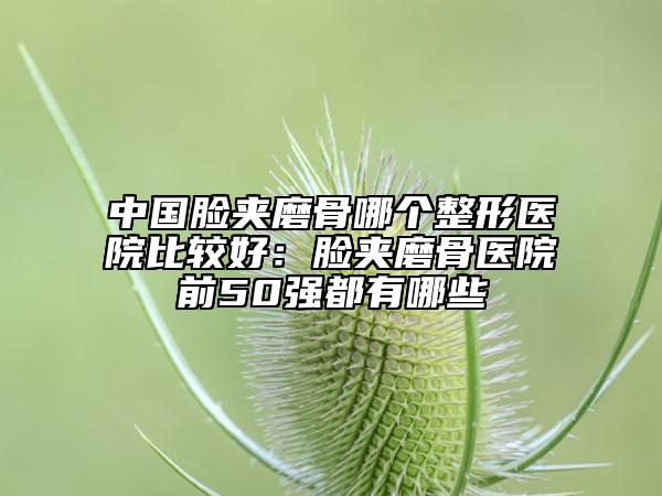 中国脸夹磨骨哪个整形医院比较好：脸夹磨骨医院前50强都有哪些
