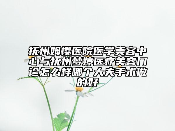 抚州姆樱医院医学美容中心与抚州梦婷医疗美容门诊怎么样哪个大夫手术做的好
