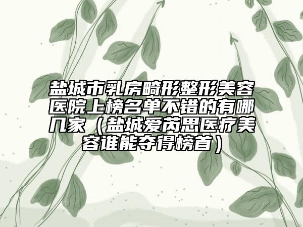 盐城市乳房畸形整形美容医院上榜名单不错的有哪几家（盐城爱芮思医疗美容谁能夺得榜首）