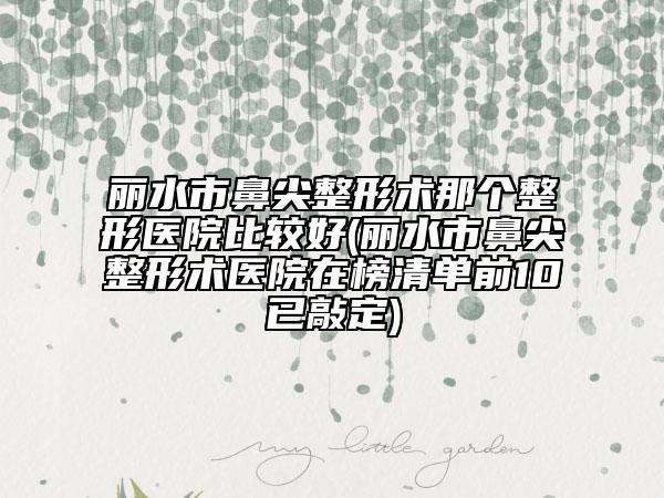 丽水市鼻尖整形术那个整形医院比较好(丽水市鼻尖整形术医院在榜清单前10已敲定)