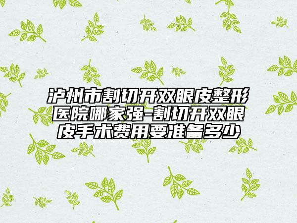 泸州市割切开双眼皮整形医院哪家强-割切开双眼皮手术费用要准备多少