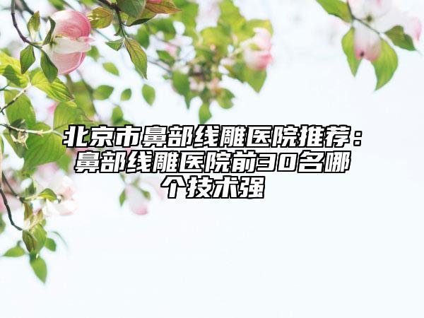 北京市鼻部线雕医院推荐：鼻部线雕医院前30名哪个技术强