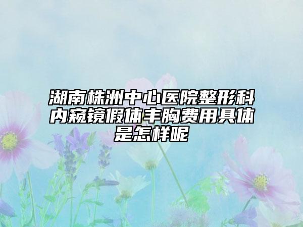 湖南株洲中心医院整形科内窥镜假体丰胸费用具体是怎样呢