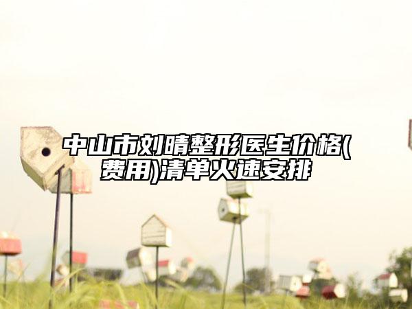 中山市刘晴整形医生价格(费用)清单火速安排