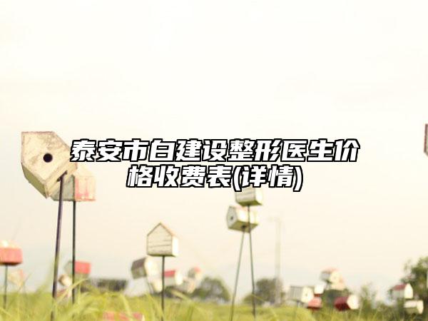 泰安市白建设整形医生价格收费表(详情)