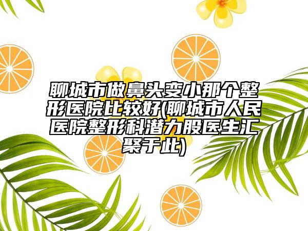 聊城市做鼻头变小那个整形医院比较好(聊城市人民医院整形科潜力股医生汇聚于此)