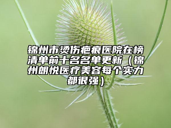 锦州市烫伤疤痕医院在榜清单前十名名单更新（锦州朗悦医疗美容每个实力都很强）
