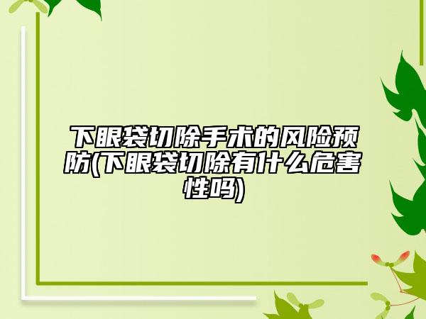 下眼袋切除手术的风险预防(下眼袋切除有什么危害性吗)
