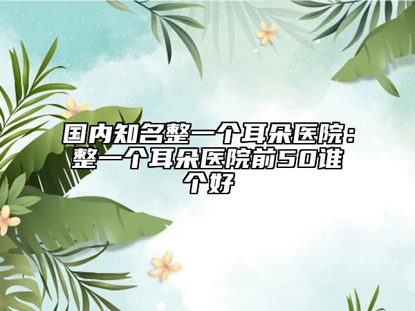 国内知名整一个耳朵医院：整一个耳朵医院前50谁个好
