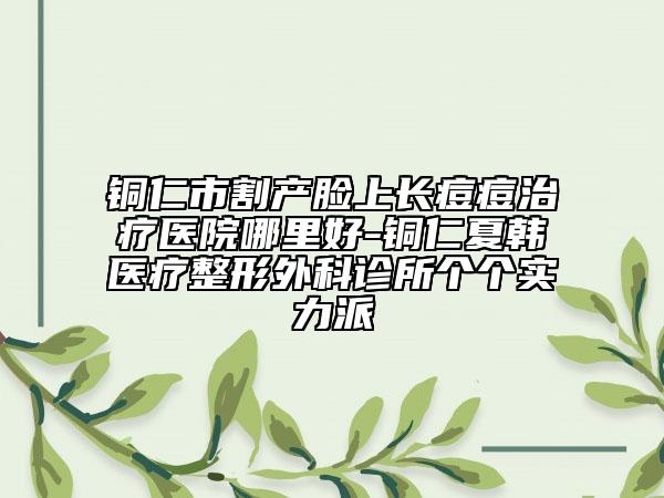 铜仁市割产脸上长痘痘治疗医院哪里好-铜仁夏韩医疗整形外科诊所个个实力派