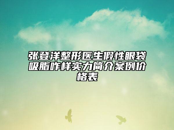 张登洋整形医生假性眼袋吸脂咋样实力简介案例价格表