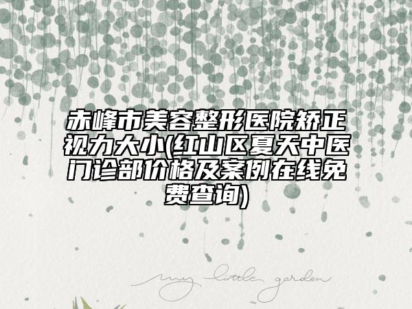 赤峰市美容整形医院矫正视力大小(红山区夏天中医门诊部价格及案例在线免费查询)