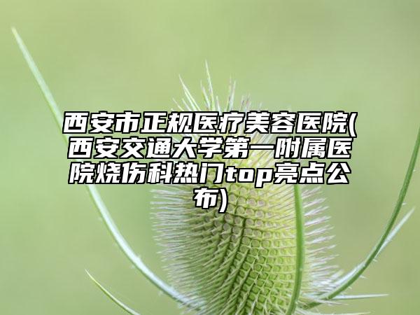 西安市正规医疗美容医院(西安交通大学第一附属医院烧伤科热门top亮点公布)