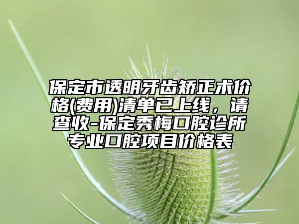 保定市透明牙齿矫正术价格(费用)清单已上线，请查收-保定秀梅口腔诊所专业口腔项目价格表