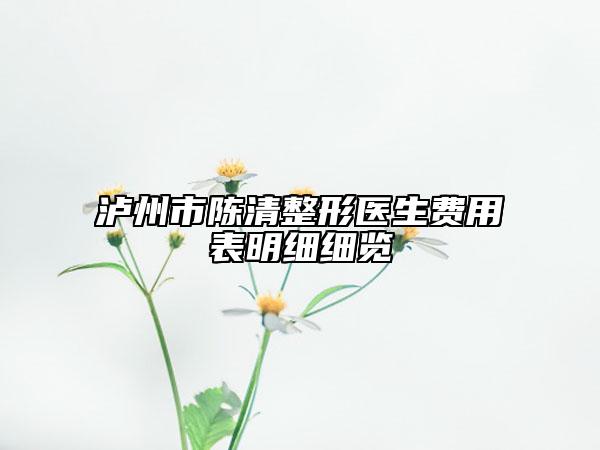 泸州市陈清整形医生费用表明细细览