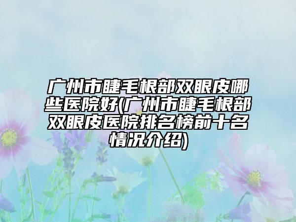 广州市睫毛根部双眼皮哪些医院好(广州市睫毛根部双眼皮医院排名榜前十名情况介绍)