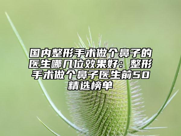 国内整形手术做个鼻子的医生哪几位效果好：整形手术做个鼻子医生前50精选榜单
