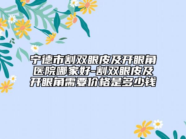 宁德市割双眼皮及开眼角医院哪家好-割双眼皮及开眼角需要价格是多少钱