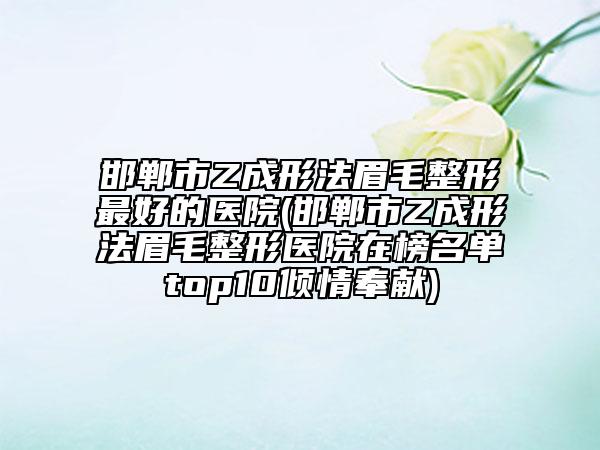 邯郸市Z成形法眉毛整形最好的医院(邯郸市Z成形法眉毛整形医院在榜名单top10倾情奉献)