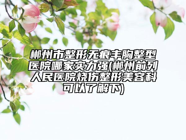 郴州市整形无痕丰胸整型医院哪家实力强(郴州前列人民医院烧伤整形美容科可以了解下)