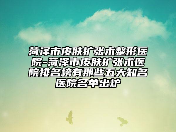 菏泽市皮肤扩张术整形医院-菏泽市皮肤扩张术医院排名榜有那些五大知名医院名单出炉