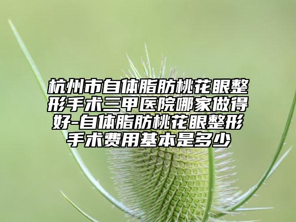杭州市自体脂肪桃花眼整形手术三甲医院哪家做得好-自体脂肪桃花眼整形手术费用基本是多少