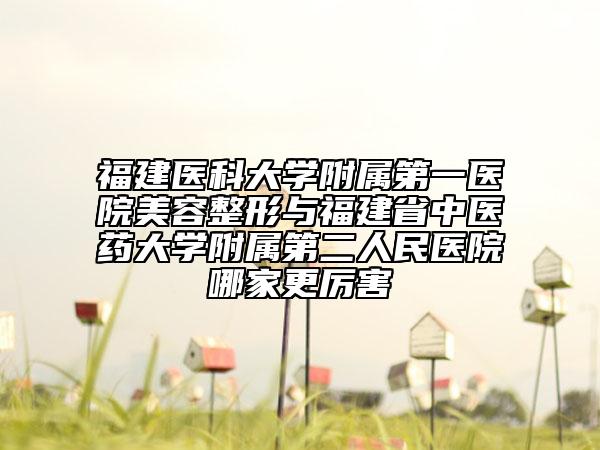 福建医科大学附属第一医院美容整形与福建省中医药大学附属第二人民医院哪家更厉害