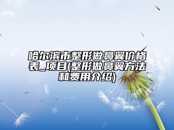 哈尔滨市整形做鼻翼价格表_项目(整形做鼻翼方法和费用介绍)