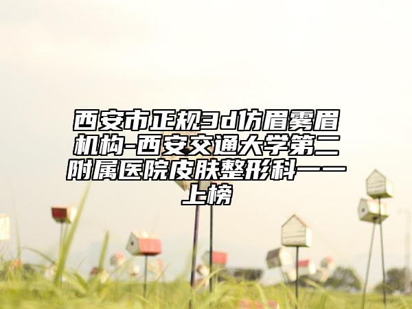 西安市正规3d仿眉雾眉机构-西安交通大学第二附属医院皮肤整形科一一上榜